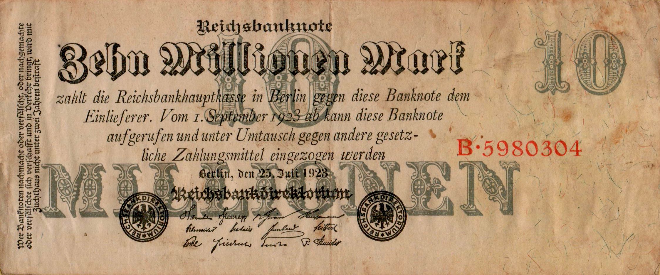 Germany 10000000 1923 VF P-96